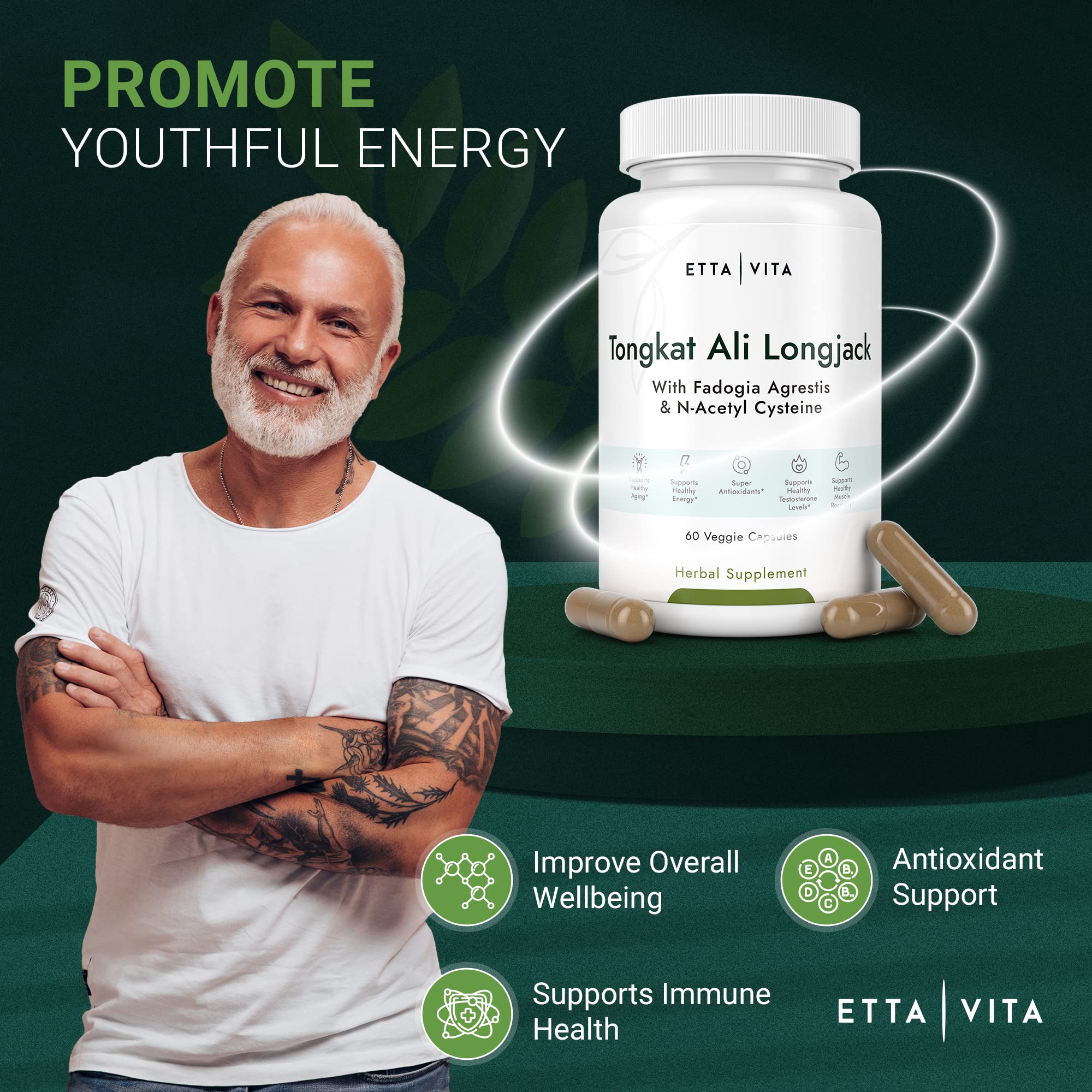 Potent Longjack - Tongkat Ali & Fadogia Agrestis Supplement for Men & Womens Energy, T Support, Lean Muscle Growth & Recovery, Hormonal Balance, Pre-Workout with Vegan NAC Liver Detox & Cleanse