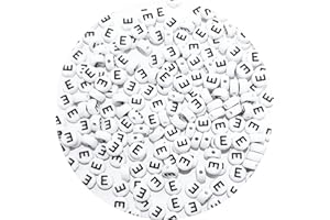 ACOFECT Round Letter Beads 4x7mm Acrylic Alphabet Beads E for Bracelets Making Keychain Jewelry DIY - 100pcs