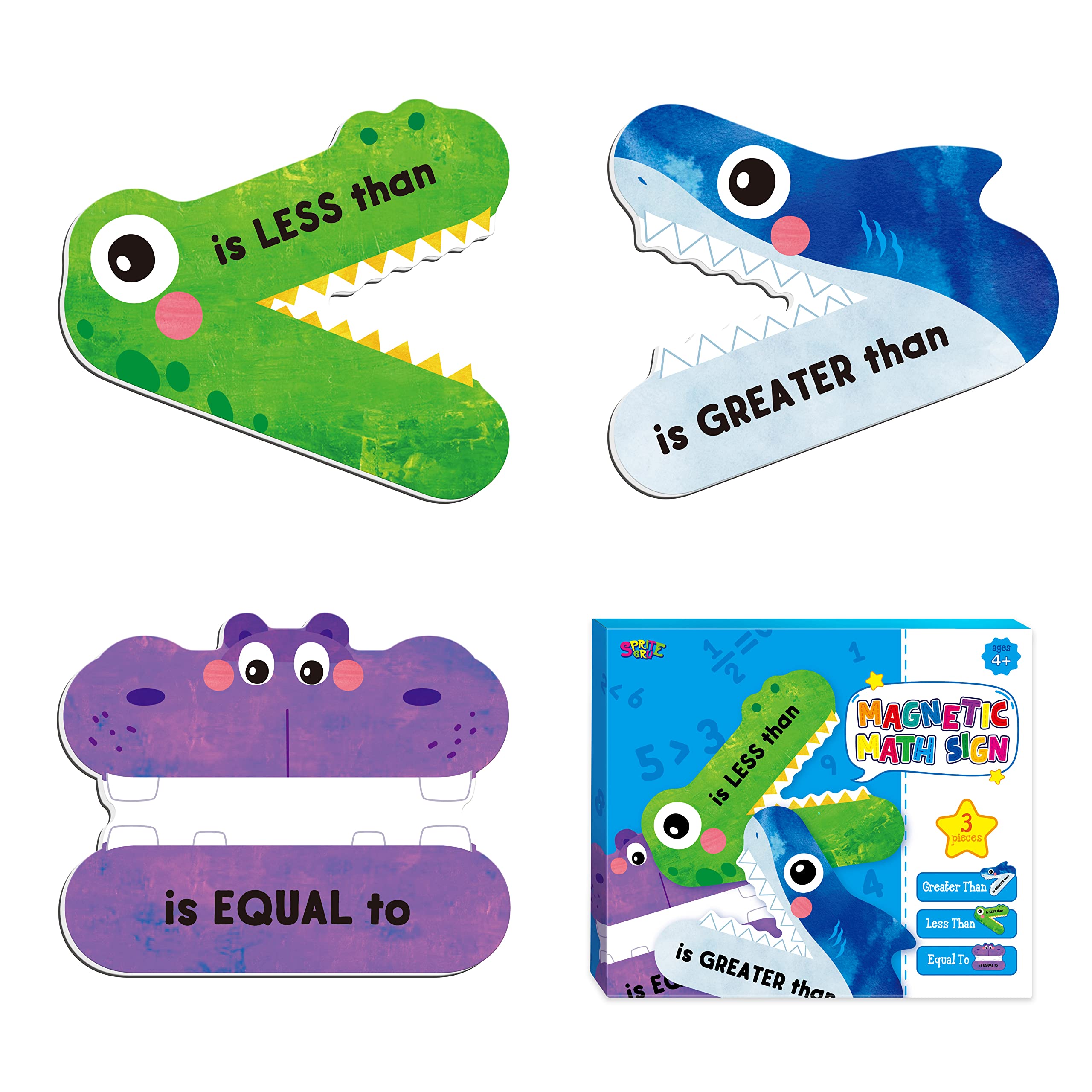 3 Magnetic Math Signs - Greater Than/Less Than/Equal To Math Demonstration Tool for Teacher, School, Classroom Supplies