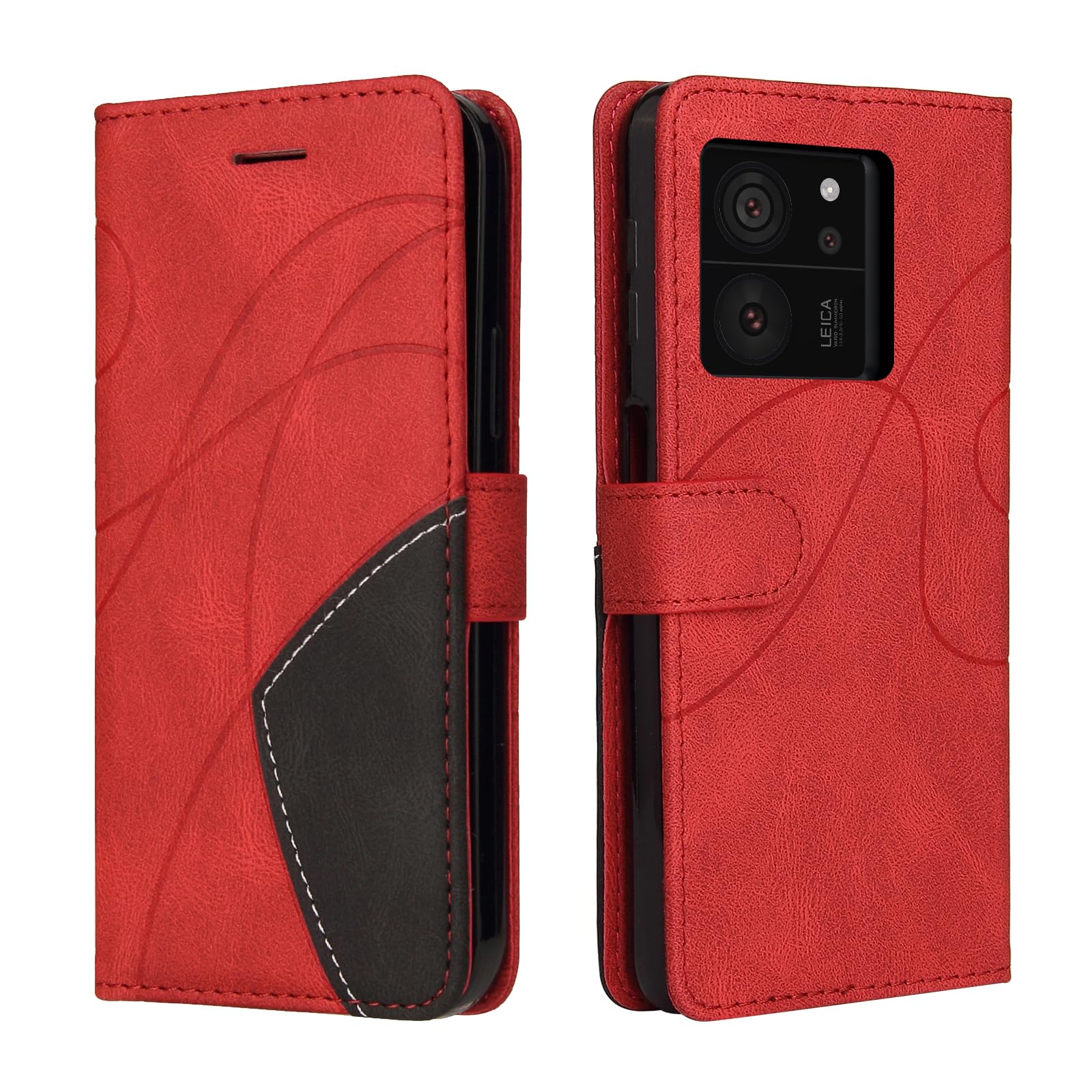 CXTcase for Xiaomi 13T Case, Wallet PU Leather Flip Folio Case Cover with Card Holder Slots Magnetic Closure, Protective Phone Case for Xiaomi 13T, Red