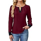 Blooming Jelly Womens Business Casual Long Sleeve Tops Color Block Fall Outfits 2026 Dressy Basic Work Shirts