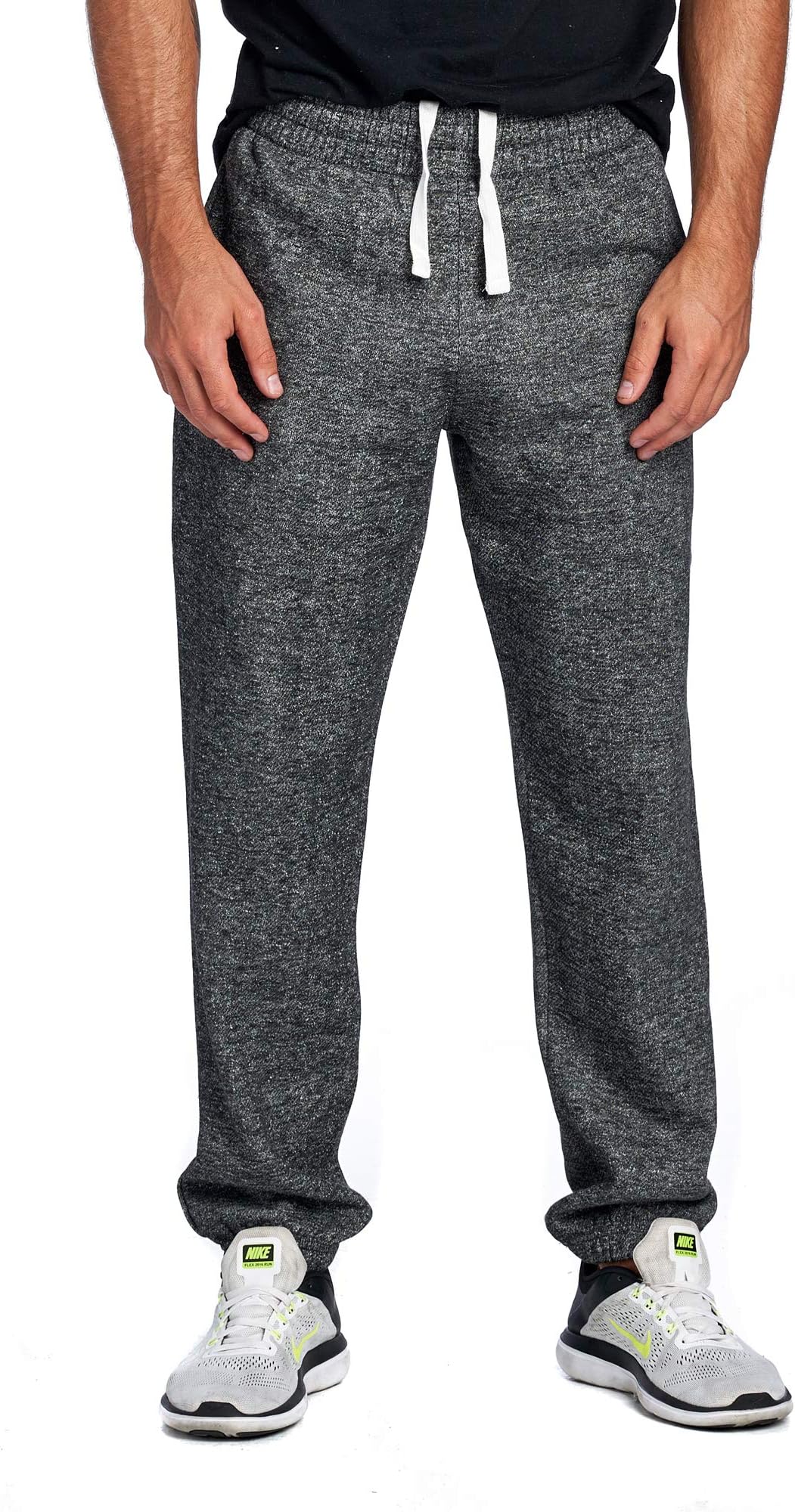 PROGO Men's Closed Bottom Regular Fit Fleece Sweatpants with Elastic Waist