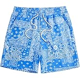WDIRARA Men's Paisley Print Drawstring Waist Summer Casual Shorts with Pockets