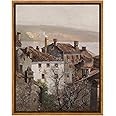 VIYYIEA Vintage Wall Art, Countryside Architecture Retro Paingtings Wall Decor Aesthetic, Framed Canvas Print Art, Rustic Scenery Pictures for Bedroom Living Room, 8x10 Inch