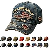 250th Anniversary USA Hat Patriotic 1776-2026 Commemorative Baseball Cap Vintage Adjustable Embroidered Hat Veterans Gifts