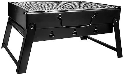 Hojo Folding Portable Outdoor Barbeque Charcoal Bbq Grill Oven Black Carbon Steel