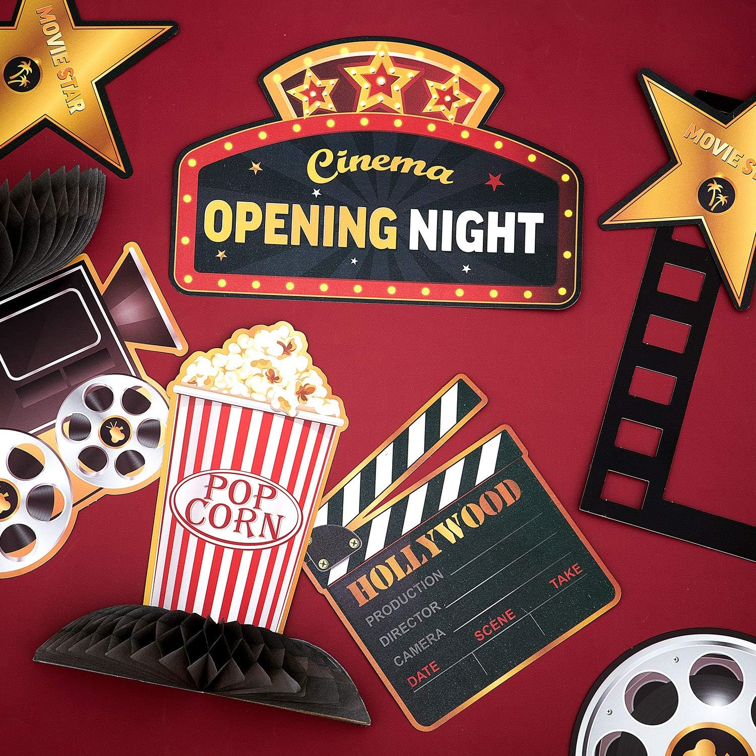 20 Pieces Hollywood Party Decoration Kit Now Showing Banner Movie