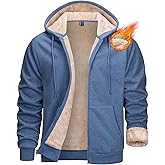 MAGCOMSEN Men's Zip Up Hoodie Sherpa Lined Hooded Sweatshirt Winter Heavyweight Hoodies Warm Thick Fleece Jacket
