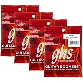 GHS Boomers Electric Guitar Strings &ndash; Nickel-Plated Steel &ndash; Bright, Balanced, Long-Lasting Tone &ndash; Smooth Feel &amp; Stable Tuning &ndash; USA Made &ndash; Light Gauge 10-46 (GBL SET) - 4 Pack
