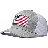AURR American Flag Trucker Hat, Patriotic Baseball Cap for Men & Women, Breathable Mesh Adjustable Snapback, USA Flag Patch