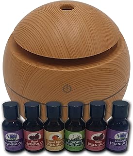 ISOTRONIC AROMA WOLKE Aroma Diffuser mit 7 Farben LED Luftbefeuchter Ultraschall Set mit 6 ätherischen Ölen Aromatherapie für Schlafzimmer, Büro, Wellness - Elektrische Duftlampe (Ball light brown)