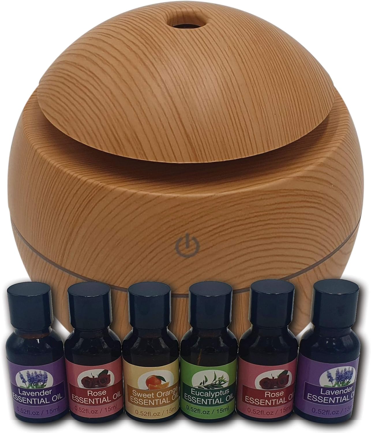ISOTRONIC AROMA WOLKE Aroma Diffuser mit 7 Farben LED Luftbefeuchter Ultraschall Set mit 6 ätherischen Ölen Aromatherapie für Schlafzimmer, Büro, Wellness - Elektrische Duftlampe (Ball light brown)