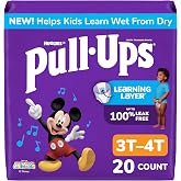 Pull-Ups Boys' Potty Training Pants, Size 3T-4T, 20 Count | Easy Open Sides, Disposable, Refastenable Fit, Wetness Indicator, Soft &amp; Breathable, Stretchy Sides, Fragrance Free