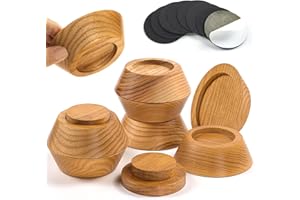 FASONLA Bed Risers, Furniture Risers (Set of 8-Height 1") Can be Adjusted to 2'' 3''or 4'', Lifts Furniture Risers, Solid Natural Wood Risers, Non-Slip Recessed Hole (Natural Wood Color)