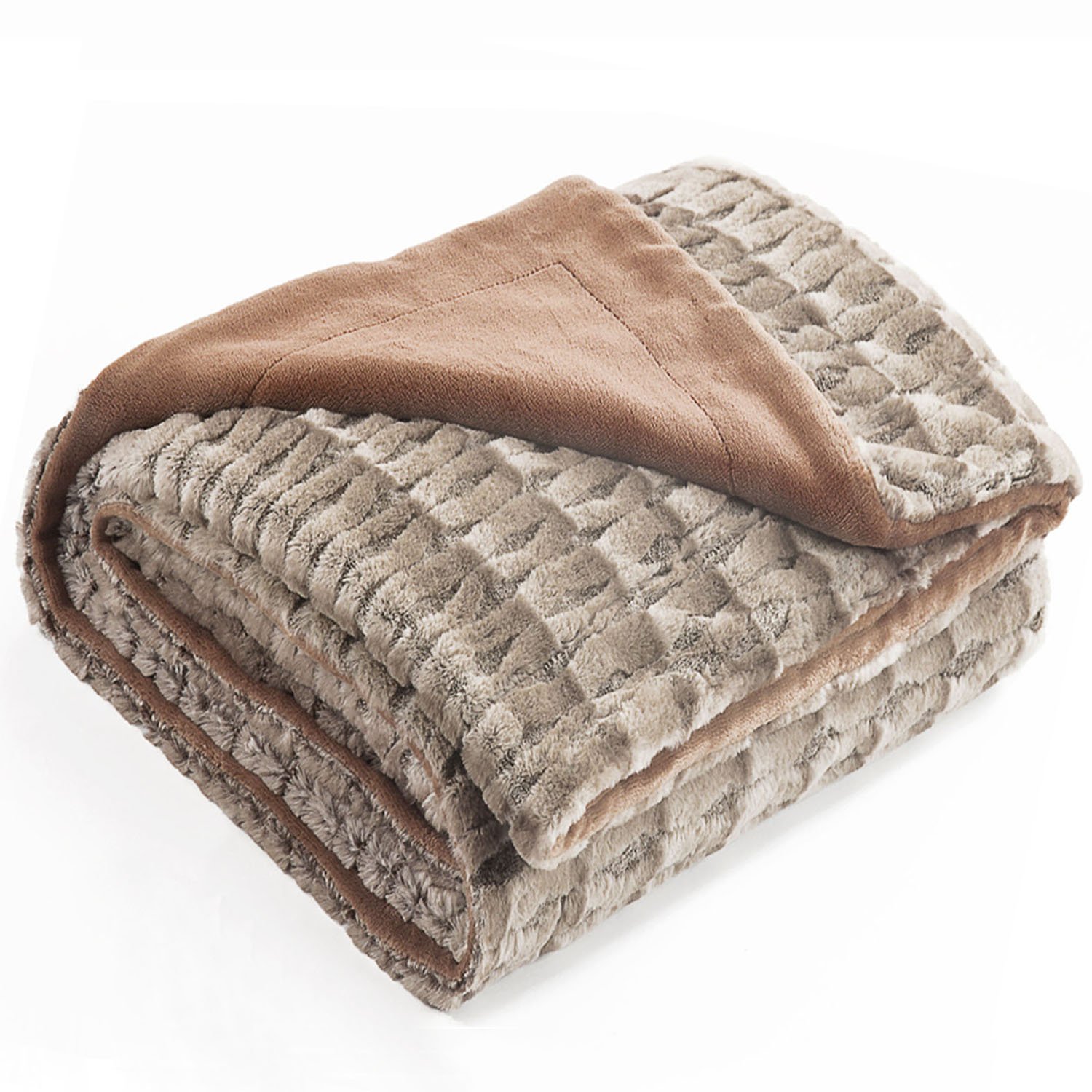 Amazoncom Bedsure Faux Fur Sherpa Throw Blanket 50x60 Brown Camel