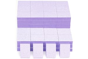GazePlus Nail Buffer Block, 100 PCS Mini Buffers, 2 Way Coarse Grit 80/100, 1.3 inch Long, Small Buffing Kits for Nail Gel Polish, Acrylic & Press-On Nails Prep, Pedicure & Manicure, Purple