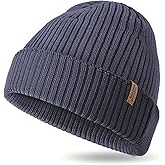 OUTDOOR SHAPING Merino Wool Beanie for Men & Women, Unisex Daily Cuffed Plain Knit Hat, Soft Warm Winter Hat