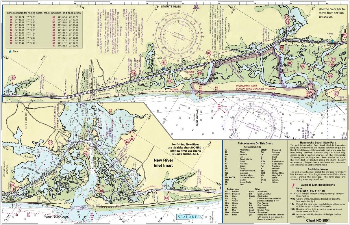Sealake North Carolina Bogue Inlet New River Fish Map Fishing Efl Reels