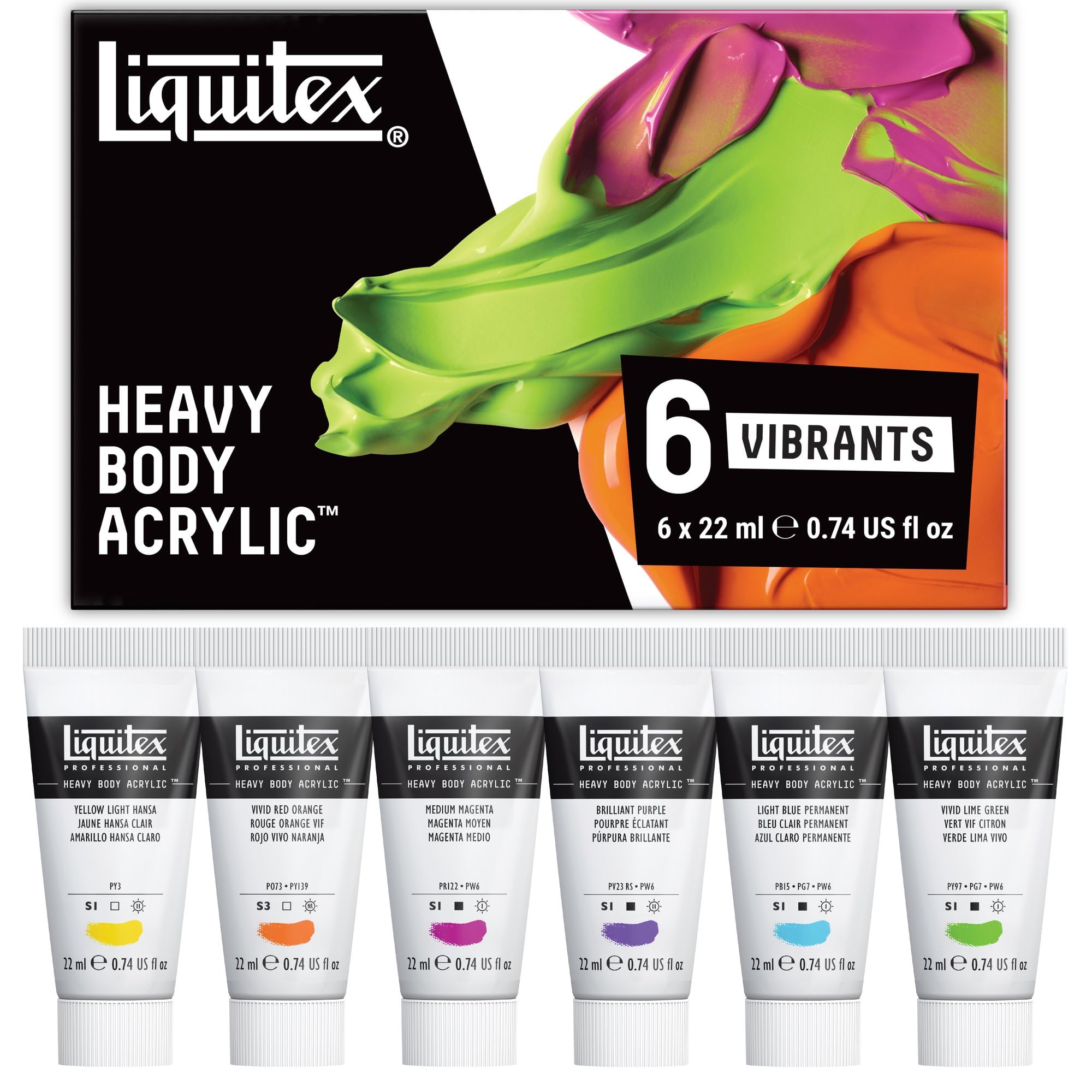 Liquitex Professional Acrylic Heavy Body Set of 6 x 22 ml Vibrant Colours
