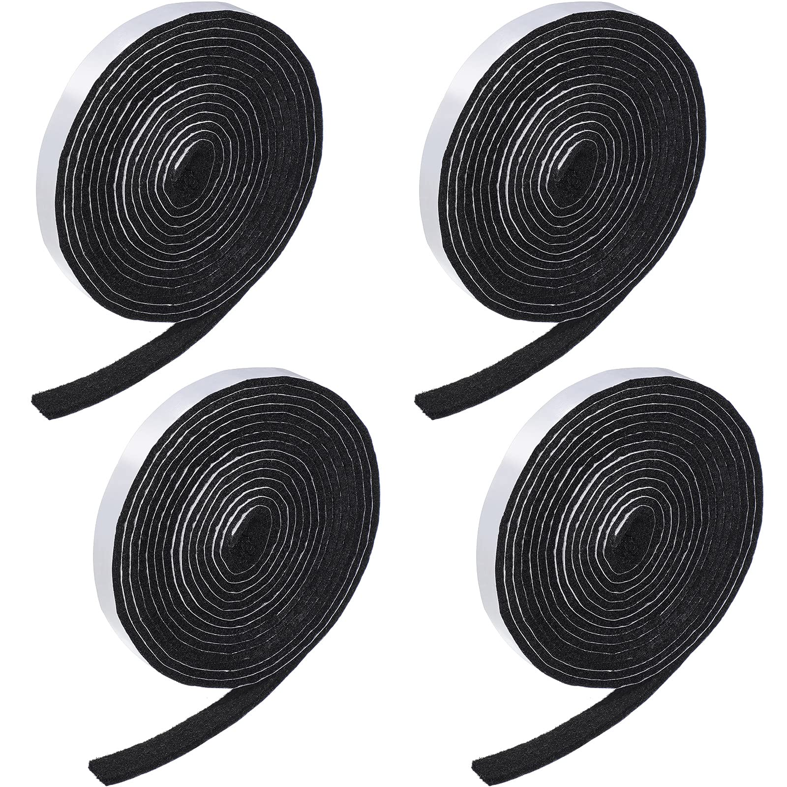Photo 1 of Zonon 4 Rolls 120 Inch Felt Strip with Adhesive Backing Felt Tapes Furniture Strip Rolls Self Stick Heavy Duty Polyester for Protecting Furniture and DIY Adhesive(Black,0.5 Inch)