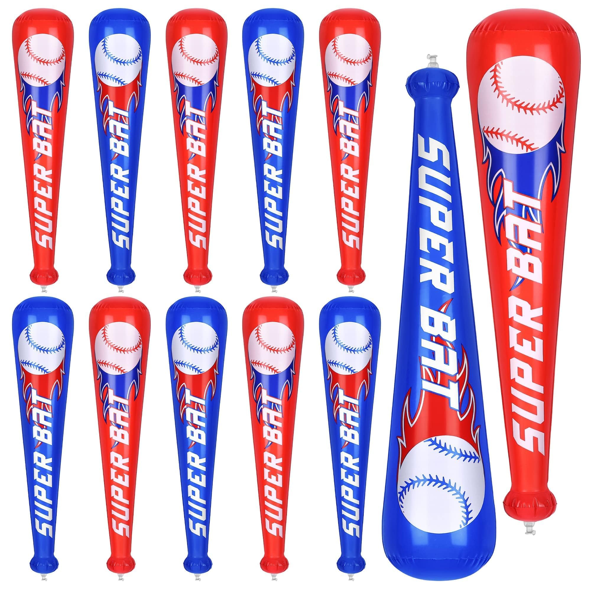 Photo 1 of durony 12 Pieces Baseball Bat Inflates 22 Inch Inflatable Baseball Inflates, Baseball Party Supplies, Sports Theme Toy, Birthday Party Decorations