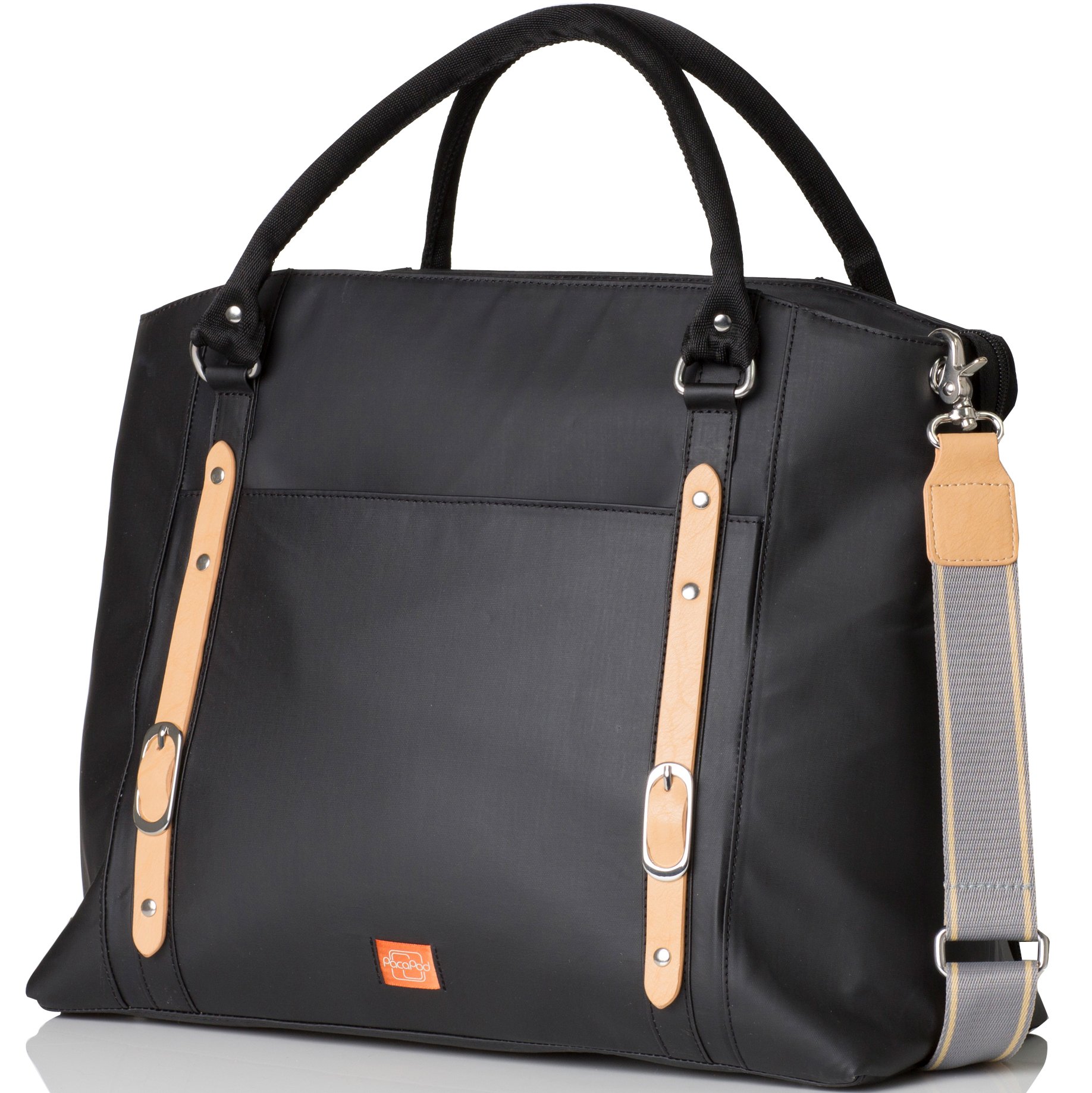 PacaPod Mirano Black Designer Baby Diaper Bag - Luxury Black Tote 3 in 1 Organising System