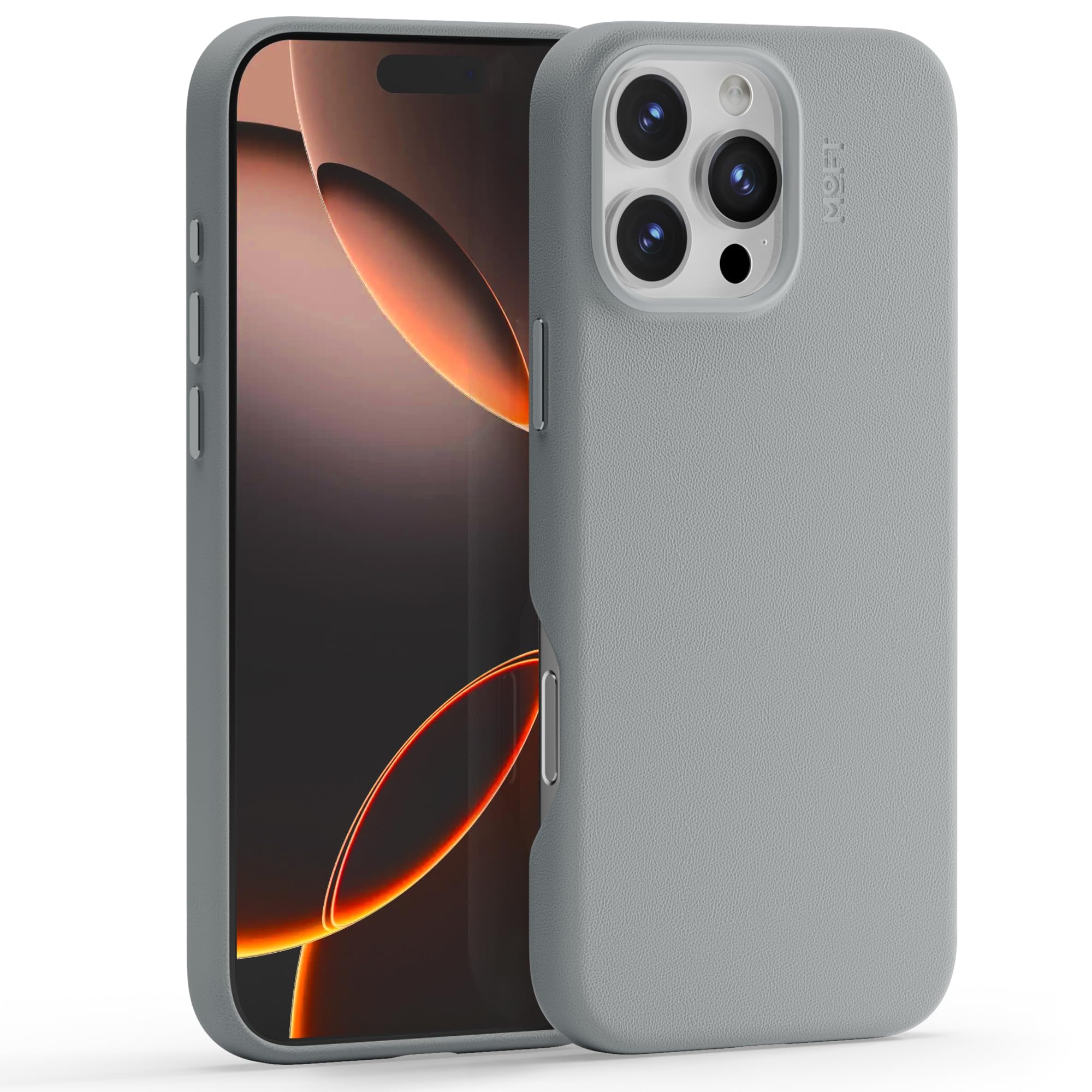 MOFT Snap Case MOVAS for iPhone 16 Pro, Magnetic Premium Vegan Leather Phone Case with Smooth Feeling, Enduring Color Minimalist Protective Case, Cement — image 1