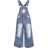 KIDSCOOL SPACE Girls Denim Overalls, Little Big Kids' Jean Dungarees Pants