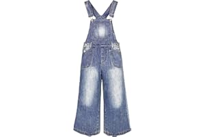 KIDSCOOL SPACE Girls Denim Overalls, Little Big Kids' Jean Dungarees Pants