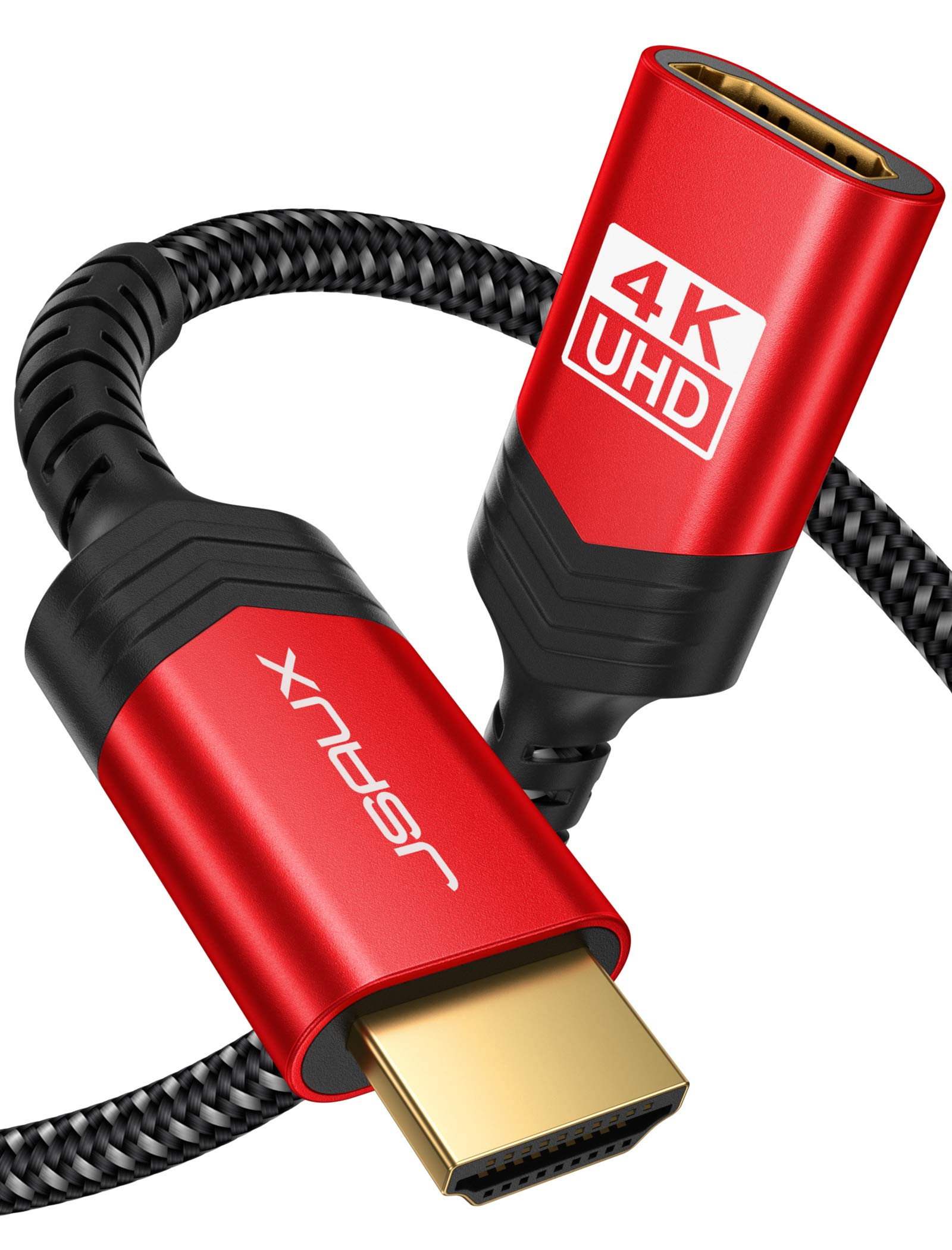 JSAUX HDMI Extension Cable, 3M 4K@60Hz HDR High Speed HDMI 2.0 Extender HDMI Male to Female Lead Support 3D, 18Gbps, ARC, Ethernet Compatible with TV Stick, Roku Fire Stick, Blu-Ray, PS3/PS4 - Red