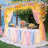 Shillance 17ft Rainbow Tulle Table Skirt for