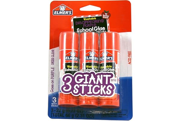 Elmer's Disappearing Purple School Glue Sticks, Washable, 22 Grams, 3 Count