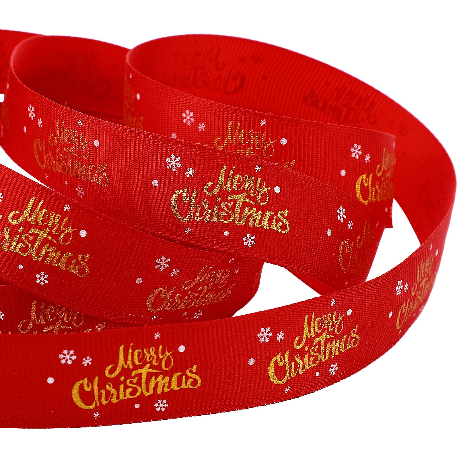 Geosar 20 Yard Christmas Cake Decorations Grosgrain Wide Ribbon for Gifts Wrapping Printed Christmas Ribbon Roll Xmas Wreath Strap for Cake Cards Gifts Party Decor, 0.8" Wide (Red, Snowflake)