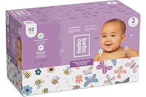 Hello Bello Club Box Disposable Diapers Size 3 - Bees and Butterflies Baby Diapers - Size 3, 14-24lbs - 92 count