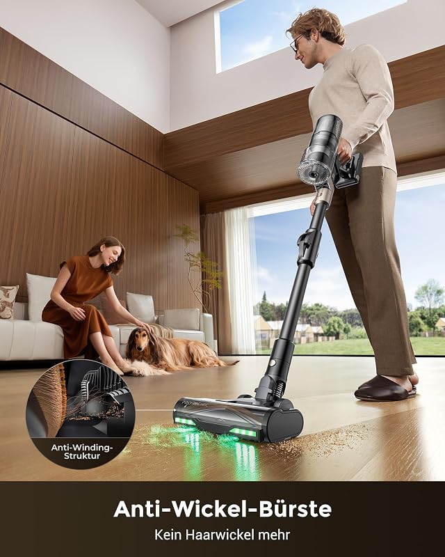 P20+ Staubsauger mit Wischfunktion, 70 KPa 70 Mins 680W Akku Staubsauger Kabellos mit Selbststehend Wandladestation Anti-Tangle 6 Schichten Filter 1,5L, für Teppiche Haustierhaare