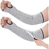 Nogeqi 1 Pair Cut Resistant Sleeves, Protective Sleeves Arm Protectors for Thin Skin and Bruising with Thumb Hole, Men Women Arm Guards for Work Kitchen Gardening Farming Yard Biting