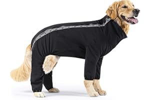 Canada Pooch Dog Slush Suit Dog Bodysuit for Rain and Snow Full Body Dog Suit Water-Resistant Dog Onesie (Black, 14 (13-15" Back Length))