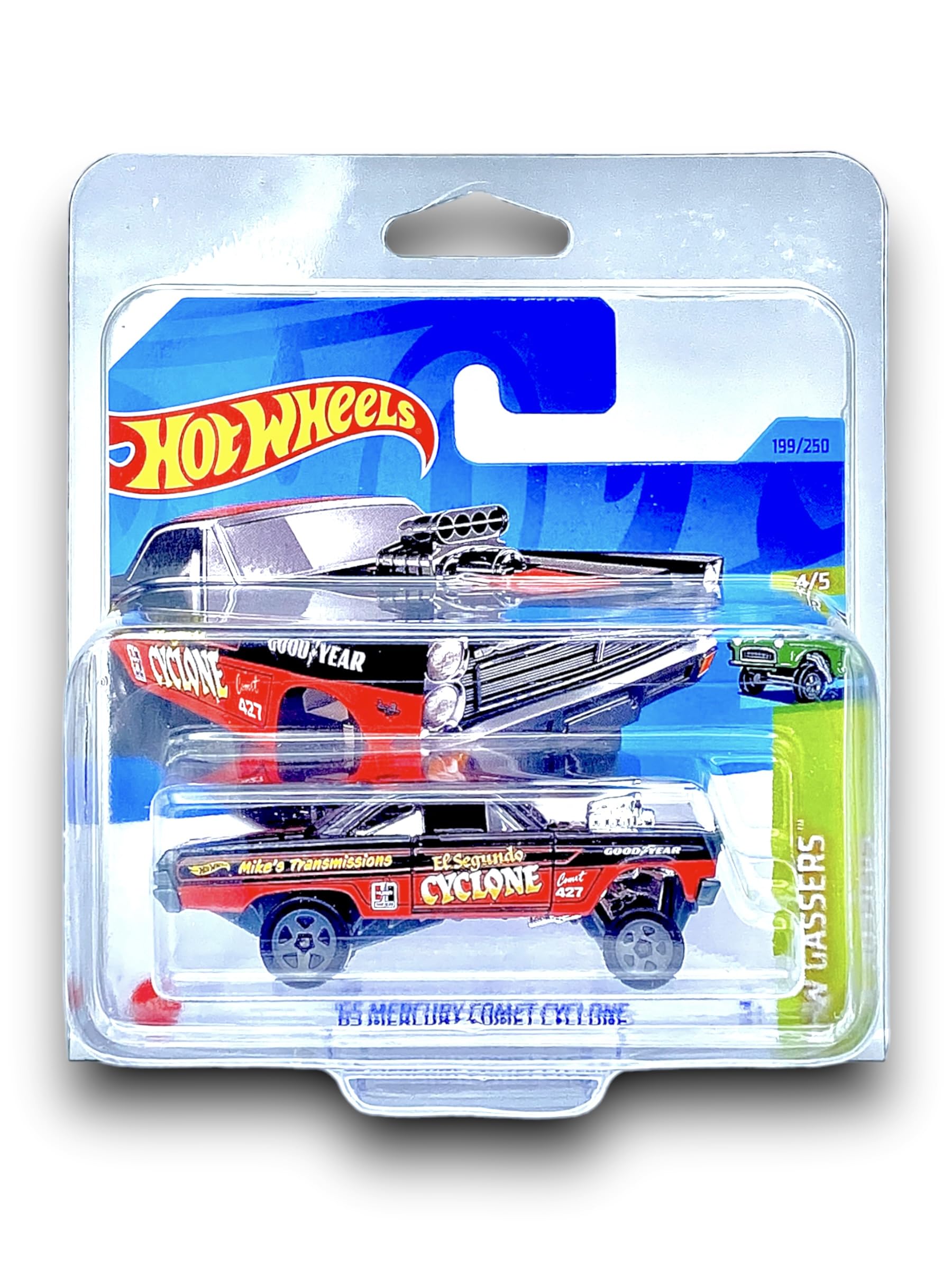 Hot Wheels '65 Mercury Comet Cyclone (Black & Red) 4/5 HW Gassers - 2023-199/250 (Short Card) - COMES IN A KLAS CAR KEEPER PROTECTIVE COLLECTORS CASE - HKH62