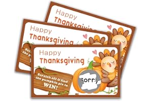 ISOVF Happy Thanksgiving Scratch Off Game Cards - 50 Pack- Find The Pumpkin Pie To Win - Turkey& Pumpkin Thanksgiving Party Game for Adults Family Kids Fun Dinner Activities - a01