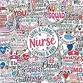 Nurse Life Sticker Pack 60Pcs – Cute and Funny Nursing Quotes, Medical Tools, ICU Humor, and Scrub Life Designs – Perfect for Nurses, Students, Journals, Water Bottles, Laptops and Gifts