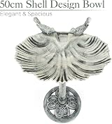 CHRISTOW Clam Shell Resin Bird Bath Grey 80cm Garden Pedestal Standing view 3