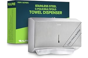 ALPINE INDUSTRIES Alpine Commercial Paper Towel Dispenser Wall Mount for Multifold, Trifold & c Fold Paper Towel Holder - Stainless Steel Hand Towel Dispenser for Bathroom & Kitchen A