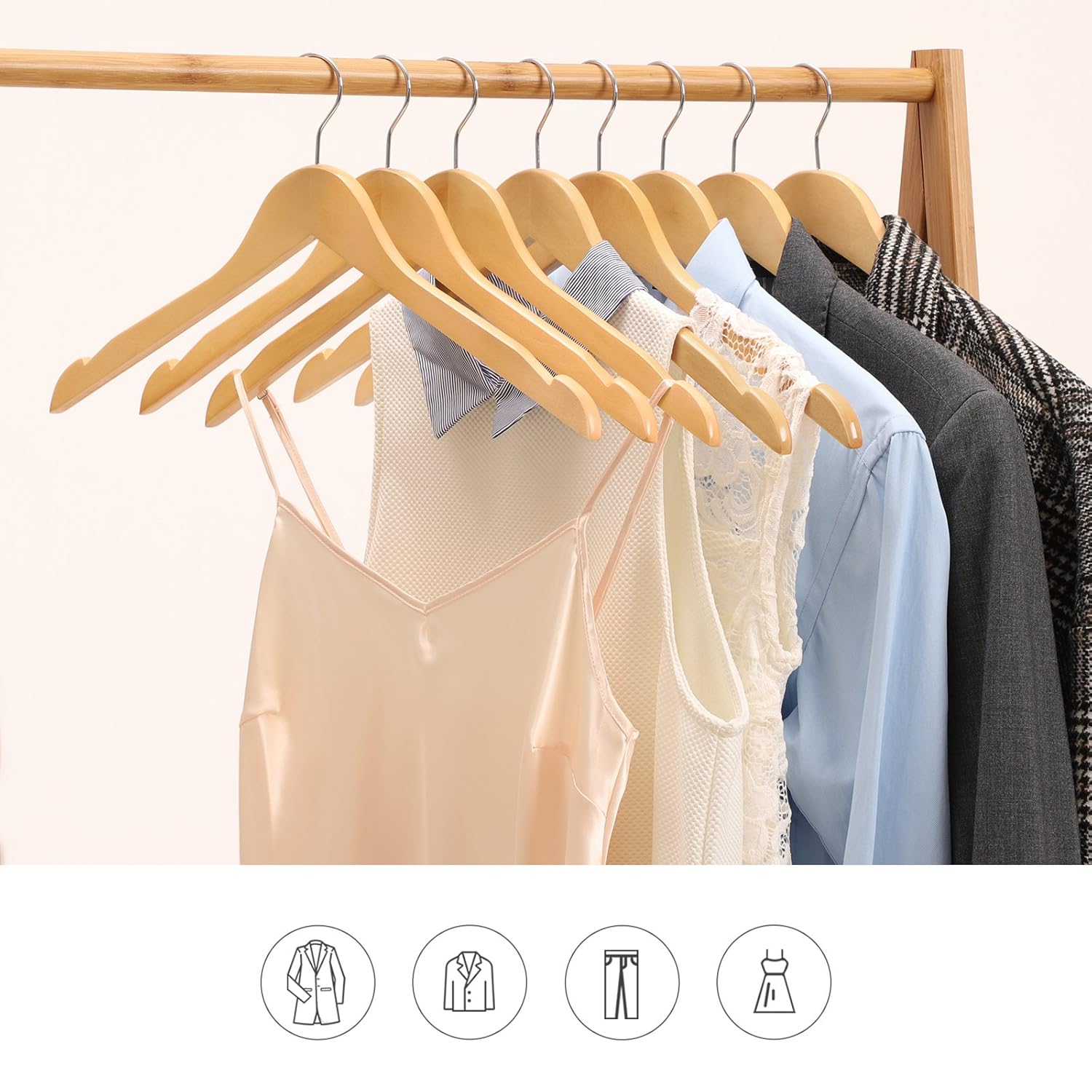 para Camisas Abrigos SONGMICS Set de 20 Perchas de Madera Vestidos