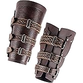 HAQUIL Medieval Arm Bracers: Adjustable Viking Leather Arm Guards for Historical Outfits (1 piece)