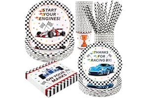 Racing Car Birthday Party Decorations, 120Pcs Race Car Themed Party Supplies Disposable and Exciting Tableware Includes Paper