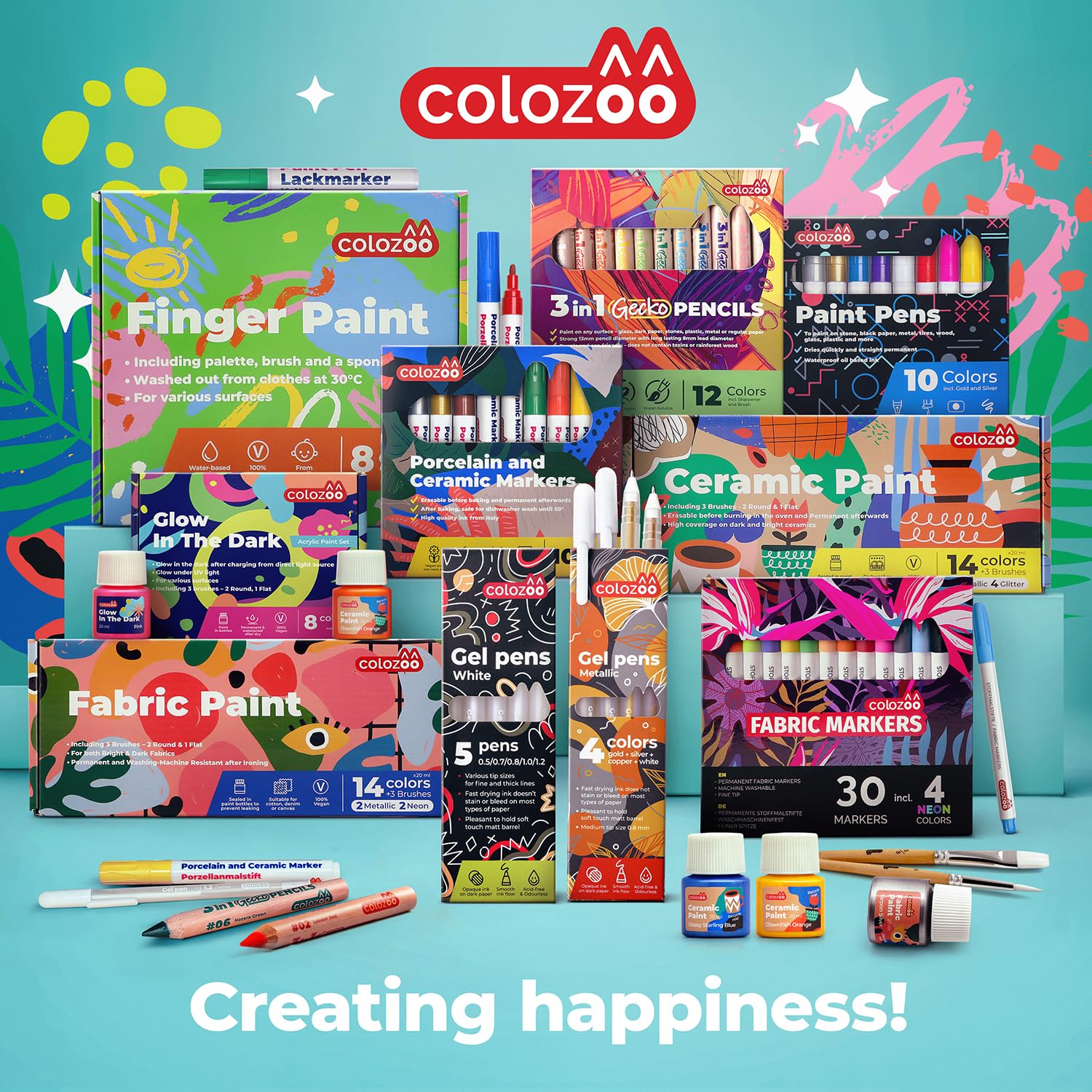 colozoo 5er Set Gelstifte Weiß mit Spitzengrößen: 0,5, 0,7, 0,8, 1,0, 1,2 mm | Weißer Stift für schwarzes Papier | Weißer Gelstift Deckend 7