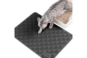 Conlun Cat Litter Mat Litter Trapping Mat, 24”x 17” Premium Durable PVC Cat Litter Box Mat with Scatter Control, Non-Slip, Less Waste Kitty Litter Mat, Soft on Kitty’s Paws, Urine Waterproof, Black