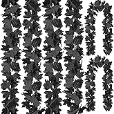 CQURE Black Maple Leaf Garland, 6PCS Halloween Garland Maple Leaves Fall Leaves Hanging Vines Halloween Thanksgiving Decor for Home Table Front Porch