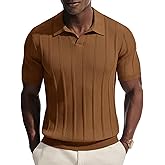 PJ PAUL JONES Mens Knit Polo Shirts V Neck Short Sleeve Casual Stylish Golf Shirt