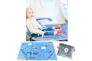 Cegali Airplane Seat Extender for Kids LP: Enhance Your Child's in-Flight Comfort. Travel Toddler Bed, Airplane Leg Rest, Airplane Foot Hammock and Seat Extender, All in One (Little Pilot - Cool Grey)